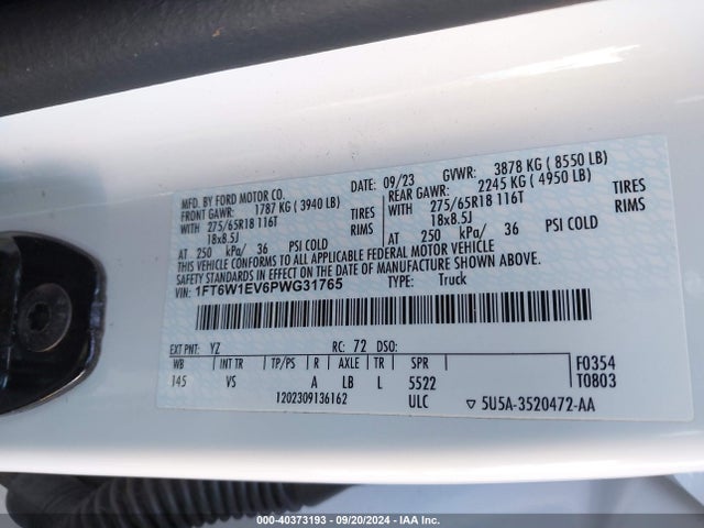 Ford F-150 Lightning Pro 2023 1FT6W1EV6PWG31765 Image 9
