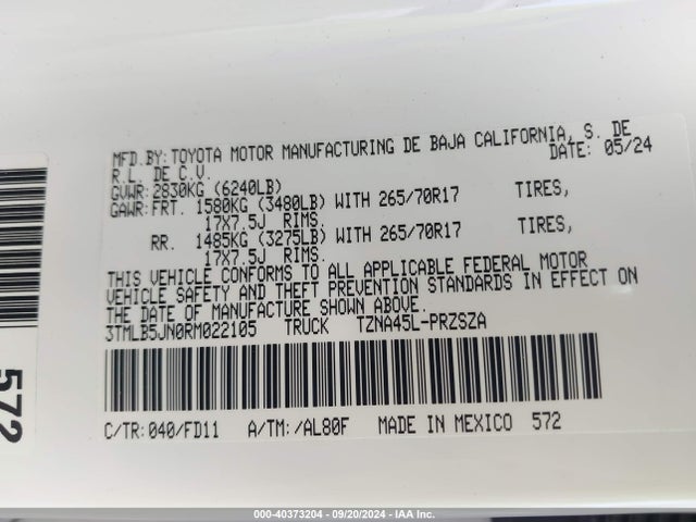 3TMLB5JN0RM022105 Toyota Tacoma Trd Off Road
