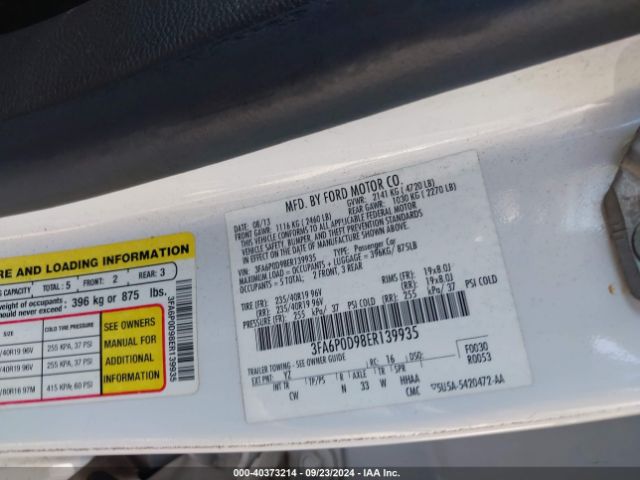 3FA6P0D98ER139935 Ford Fusion Titanium