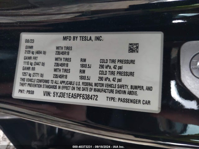 2023 TESLA MODEL 3 5YJ3E1EA5PF638472 Photo 8