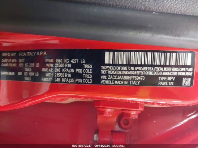 ZACCJAAB0HPF69470 Jeep Renegade Sport Fwd