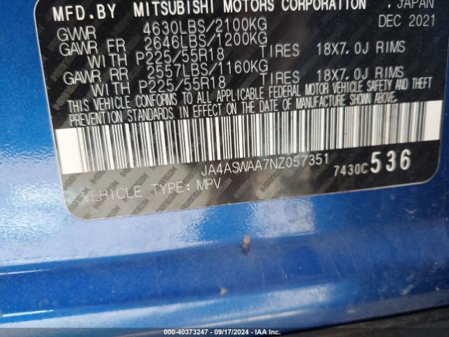 2022 MITSUBISHI ECLIPSE CROSS JA4ASWAA7NZ057351 Photo 8