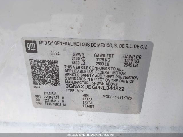 3GNAXUEG0RL344822 Chevrolet Equinox Awd Lt