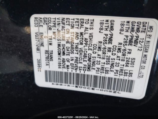 2013 INFINITI FX37 JN8CS1MU0DM141664 Photo 8