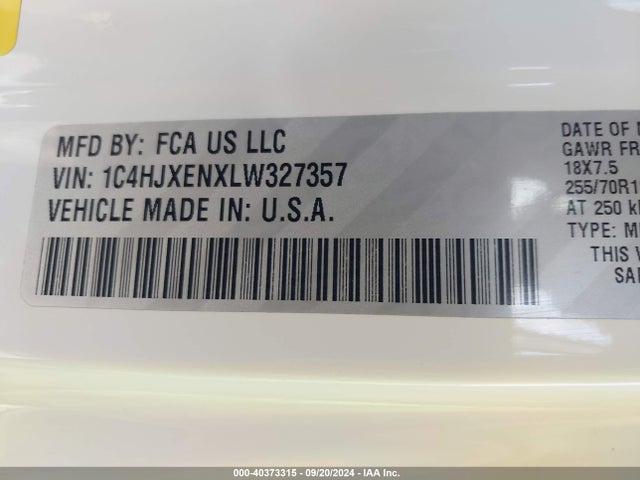 1C4HJXENXLW327357 Jeep Wrangler Unlimited Sahara 4x4