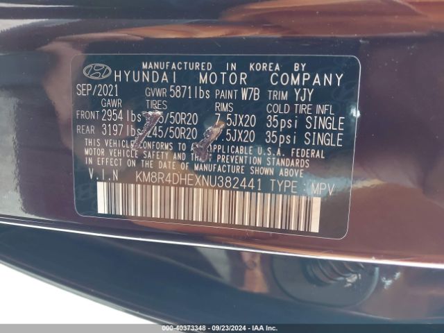 KM8R4DHEXNU382441 Hyundai Palisade Sel
