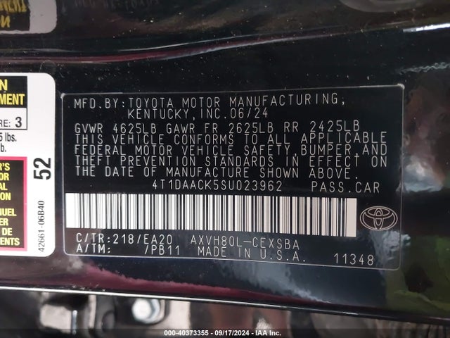 Toyota CAMRY SE 2025 4T1DAACK5SU023962 Image 9
