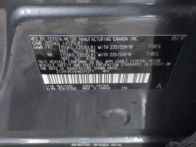 2T3YFREV4HW374371 Toyota Rav4 Limited
