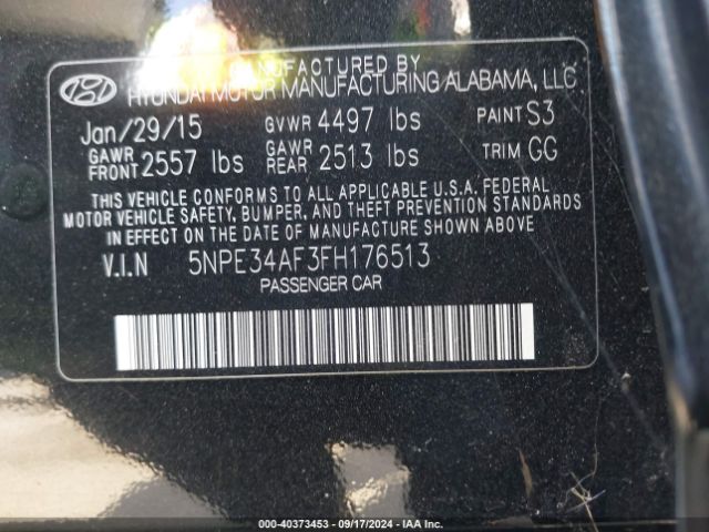 5NPE34AF3FH176513 Hyundai Sonata Limited