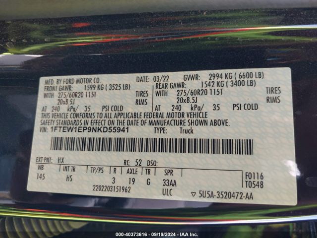 2022 FORD F-150 1FTEW1EP9NKD55941 Photo 8