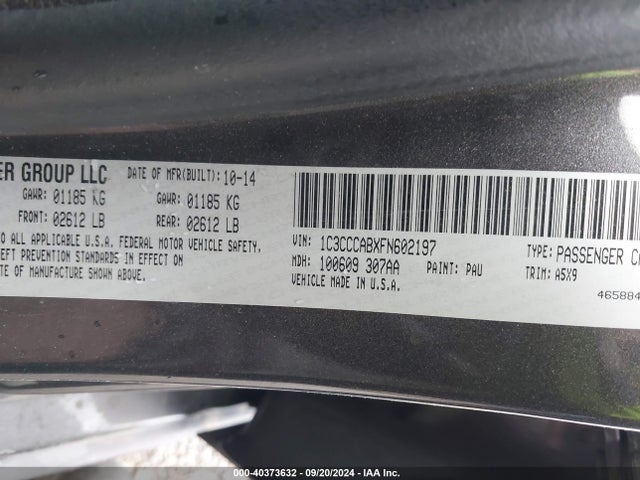 Chrysler 200 Limited 2015 1C3CCCABXFN602197 Image 9