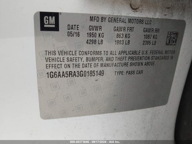1G6AA5RA3G0185149 Cadillac Ats Standard