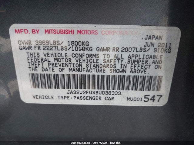 2011 MITSUBISHI LANCER JA32U2FUXBU038333 Photo 8