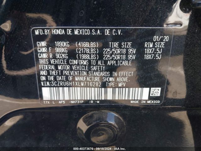 3CZRU6H1XLM716282 Honda Hr-v Awd Sport