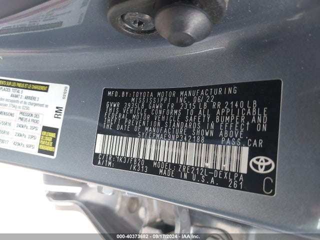 Toyota COROLLA LE 2022 5YFEPMAE9NP342188 Image 9