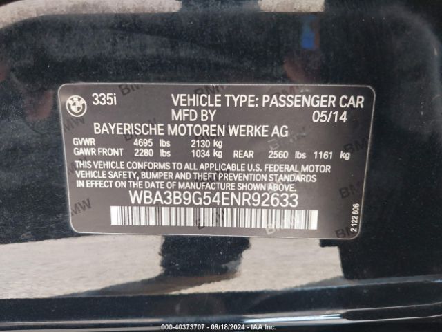 WBA3B9G54ENR92633 BMW 335i Xdrive