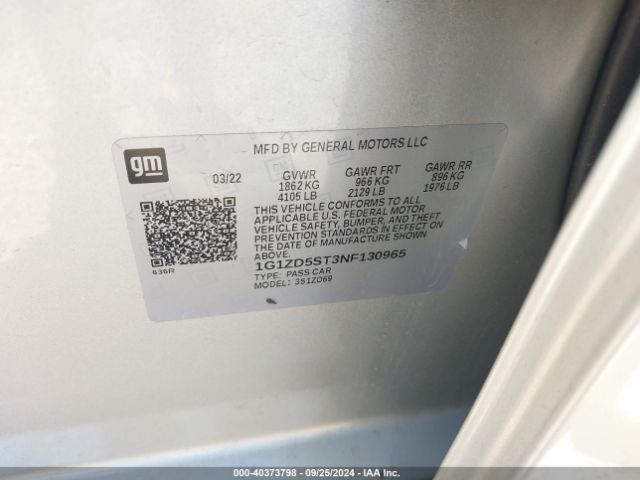 1G1ZD5ST3NF130965 Chevrolet Malibu Fwd Lt