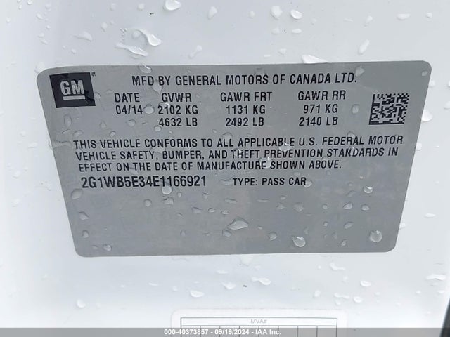 Chevrolet Impala Limited Lt 2014 2G1WB5E34E1166921 Image 9