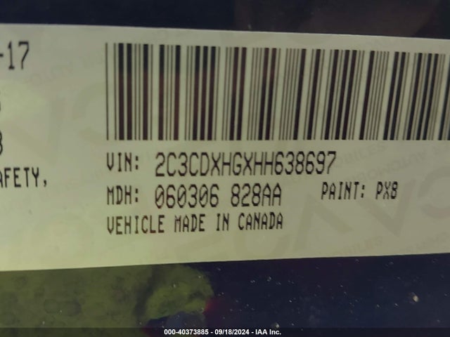 Aukcja sprzedaży 2017 Dodge Charger Sxt Rwd, vin: 2C3CDXHGXHH638697, numer aukcji: 40373885