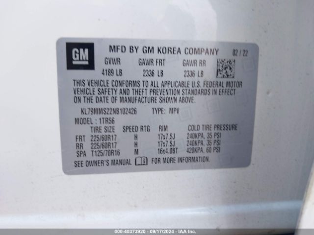 KL79MMS22NB102426 Chevrolet Trailblazer Fwd Ls