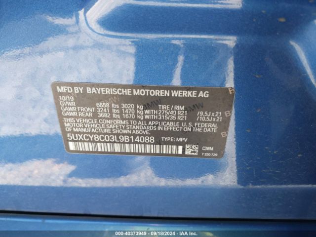 5UXCY8C03L9B14088 BMW X6 M50i