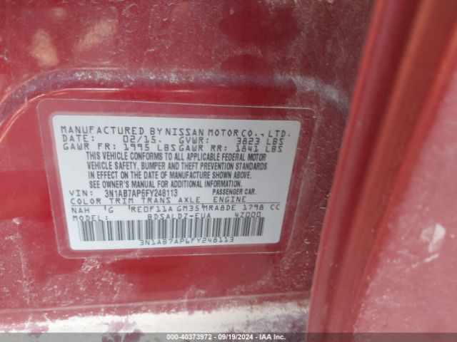 3N1AB7AP6FY248113 Nissan Sentra Fe+ S/s/sl/sr/sv