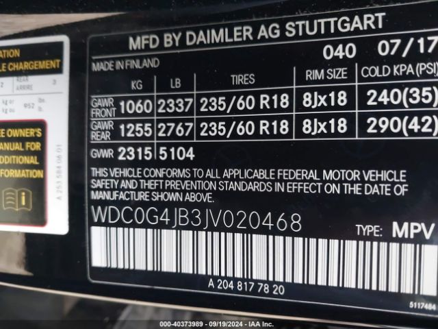 WDC0G4JB3JV020468 Mercedes-Benz GLC 300