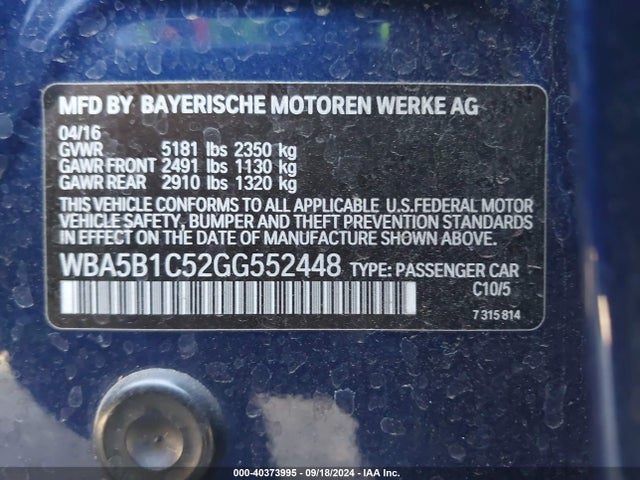 WBA5B1C52GG552448 BMW 535i