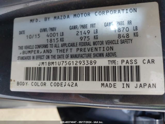 JM1BM1U75G1293389 Mazda Mazda3 I Sport