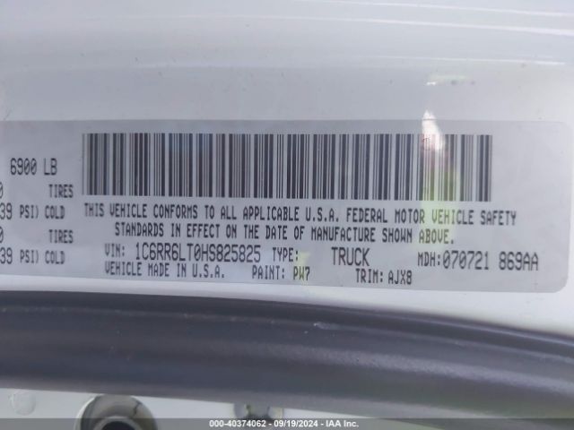1C6RR6LT0HS825825 RAM 1500 Lone Star Silver  4x2 5'7 Box
