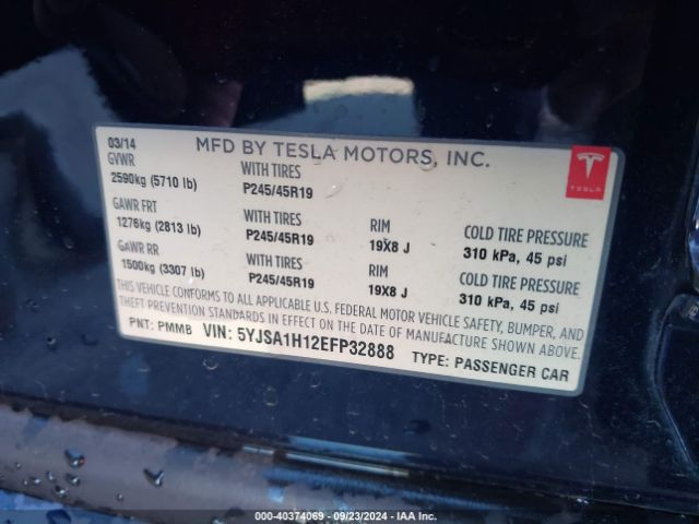 5YJSA1H12EFP32888 Tesla Model S P85