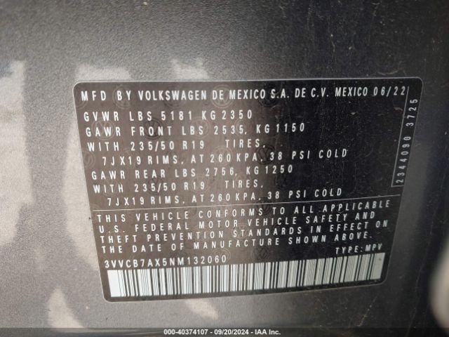 3VVCB7AX5NM132060 Volkswagen Tiguan 2.0t Se R-line Black