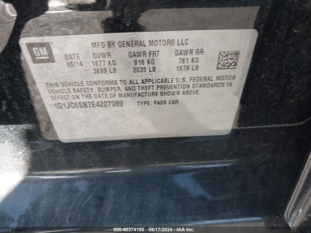 1G1JC6SB7E4207989 Chevrolet Sonic Lt Auto