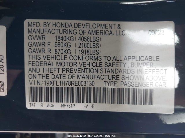 Honda Civic Ex-l 2024 19XFL1H78RE003130 Image 9