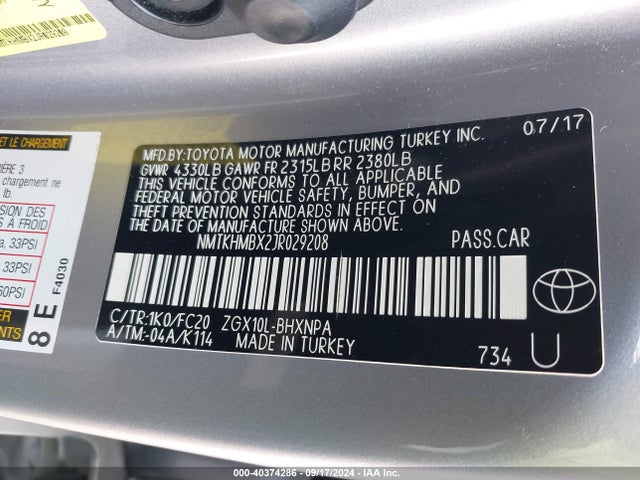 Toyota C-HR XLE 2018 NMTKHMBX2JR029208 Image 9
