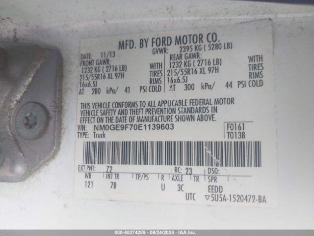 NM0GE9F70E1139603 Ford Transit Connect Xlt