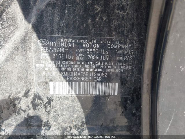 KMHDH4AE5EU136082 Hyundai ELANTRA SE