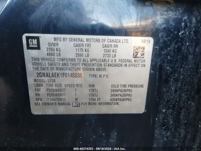 2GNALAEK1F6148838 Chevrolet EQUINOX LS