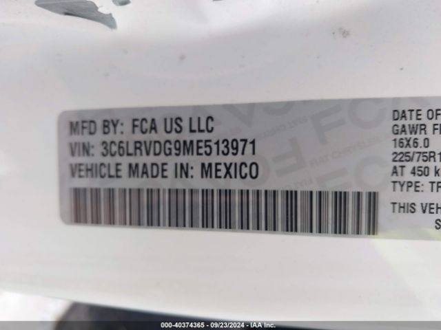 3C6LRVDG9ME513971 RAM Promaster 2500 High Roof 159 Wb