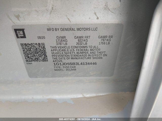 1G1JD5SB3L4134446 Chevrolet Sonic Fwd  Lt