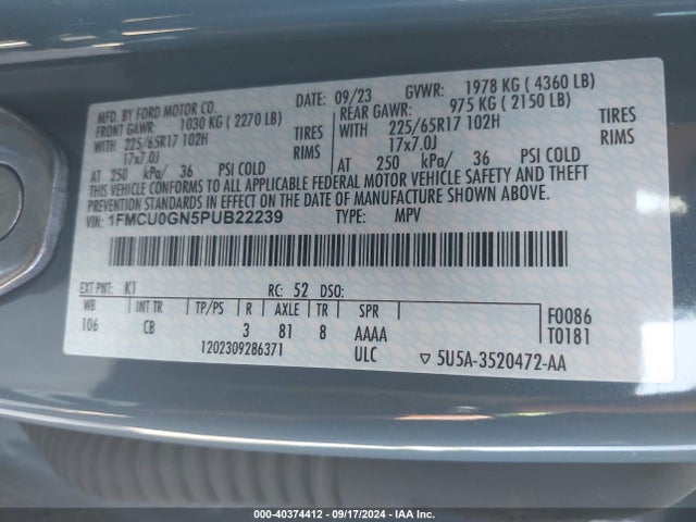 Ford Escape Active 2023 1FMCU0GN5PUB22239 Image 9