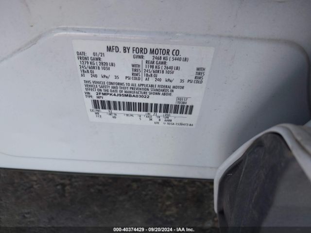 2FMPK4J95MBA03022 Ford EDGE SEL