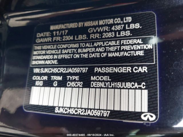 SJKCH5CR2JA059797 Infiniti Qx30 Premium
