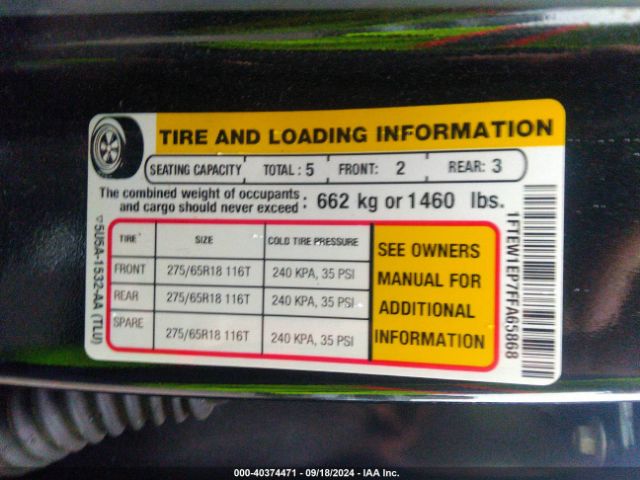 1FTEW1EP7FFA65868 Ford F-150 Xlt