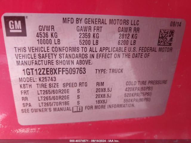 1GT12ZE8XFF509763 GMC Sierra 2500hd Slt