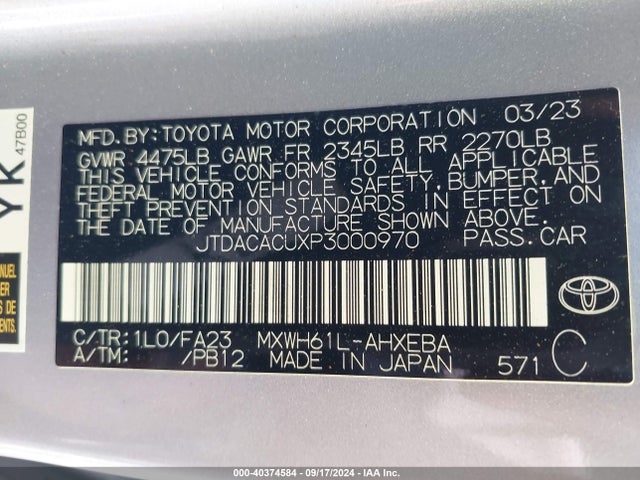 Toyota Prius Prime Se 2023 JTDACACUXP3000970 Image 9