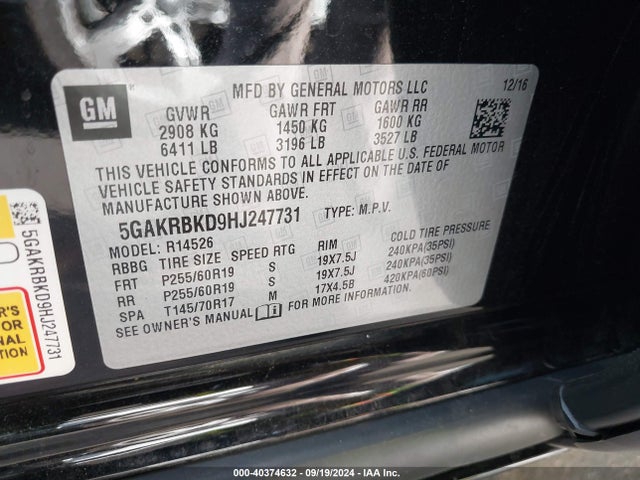 5GAKRBKD9HJ247731 Buick Enclave Leather
