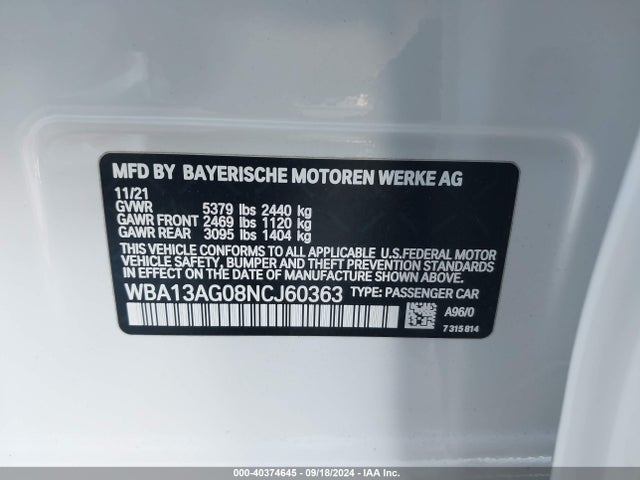 BMW 530e 2022 WBA13AG08NCJ60363 Image 9