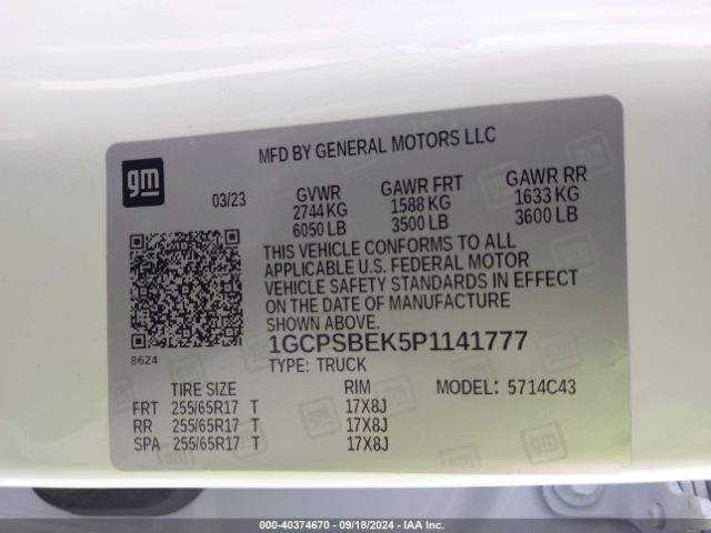 1GCPSBEK5P1141777 Chevrolet Colorado 2wd  Short Box Wt