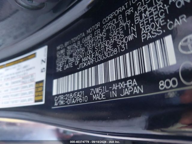 JTDKARFU3G3028131 Toyota Prius